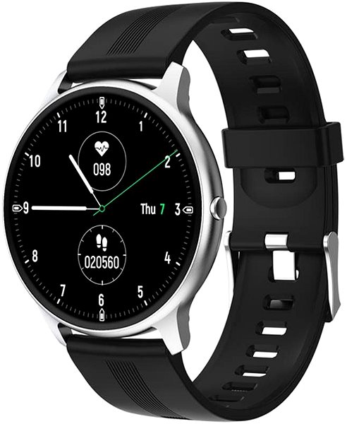 Smart Watch Printwell PW-103, Silver with Black Strap Lateral view
