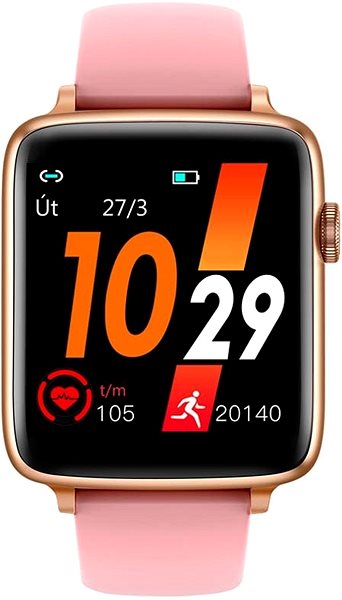 Smart Watch Printwell PW-101, Gold with Pink Strap Screen