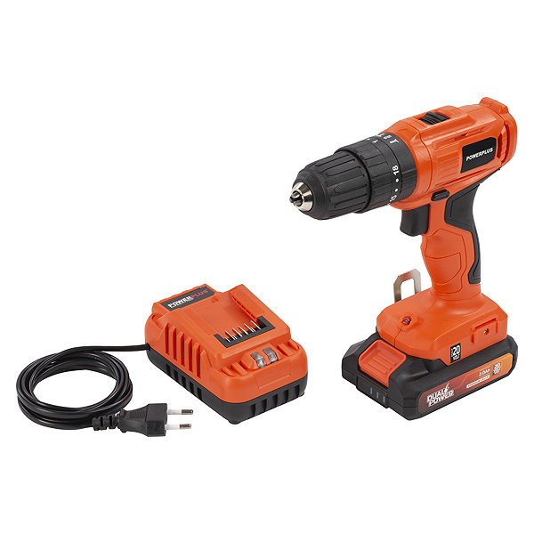Cordless Drill POWERPLUS Impact Driver / Drill 20V SET POWDPO1110 (1 × 2 Ah) ...