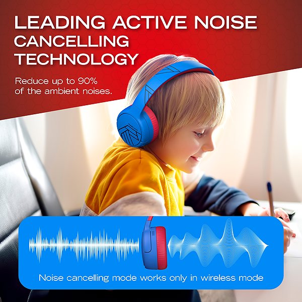 Vezeték nélküli fül-/fejhallgató PowerLocus Tiger Kids Blue/Red ...