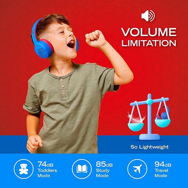 Vezeték nélküli fül-/fejhallgató PowerLocus Tiger Kids Blue/Red ...
