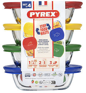 Dosen-Set Pyrex 913S572/7646 Dosen-Set mit 4 quadratischen Teilen ...