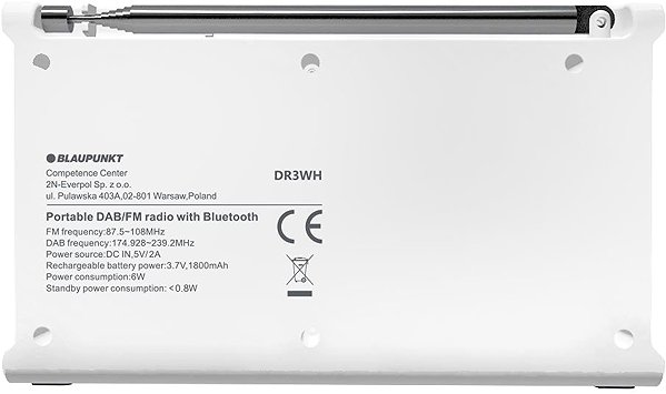 Radio BLAUPUNKT DR3WH, DAB+, FM, RDS, Bluetooth, weiß ...