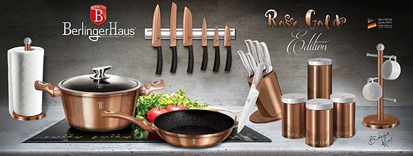 Pan BERLINGERHAUS Pan with marble surface 30 cm Rosegold Metallic Line Lifestyle