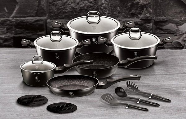 Pan BERLINGERHAUS Pan with marble surface 24 cm Black Silver Collection Lifestyle