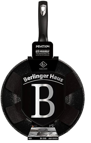 Wok Pan BERLINGERHAUS WOK pan with marble surface 28 cm Black Silver Collection ...