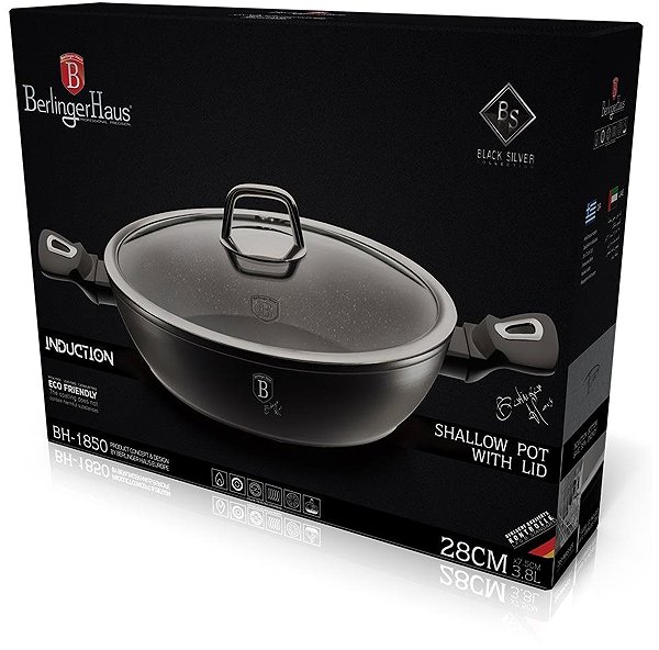 Pan BERLINGERHAUS Deep frying pan with lid Black Silver Collection 28cm