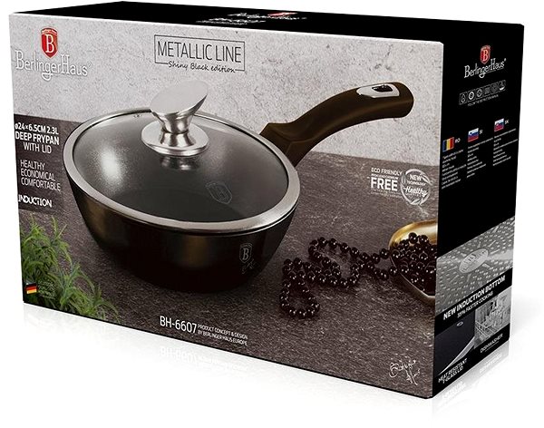 Pan BERLINGERHAUS Pan with lid with marble surface 24cm Shiny Black Collection Packaging/box