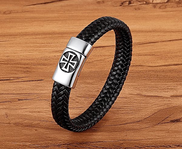 Predator Q1 Birchwood Bracelet – men's bracelets, Red, cross.