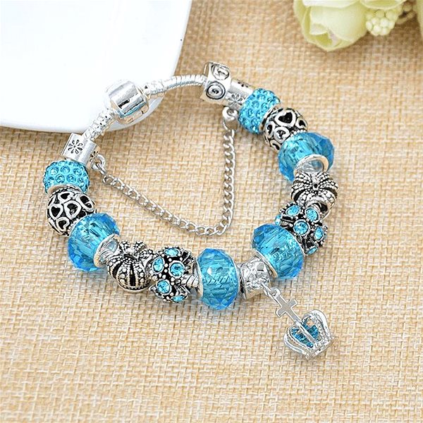 Silver Star Women's Bracelet with Blue Crown-1/V 18.