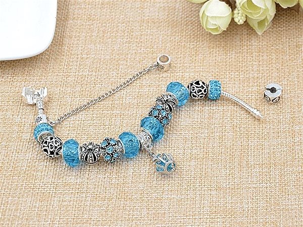 Silver Star Women's Bracelet with Blue Crown-1/V 18.