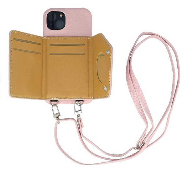 Kryt na mobil TopQ Kryt Wallet Leather iPhone 14 ružový so šnúrkou 94617 ...