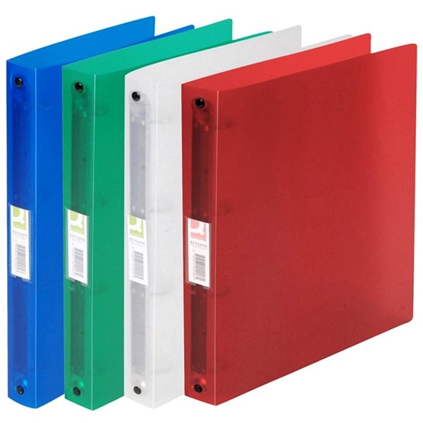 Ring Binder Q-CONNECT Four-ring Binder, A4, 2.5cm, Transparent - Pack of 12 ...