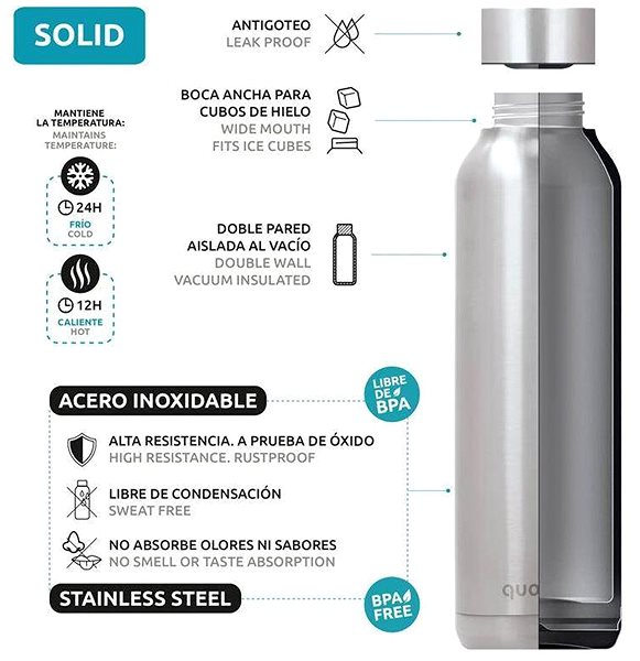 Thermos Quokka Solid thermos 630 ml, aquanarine ...