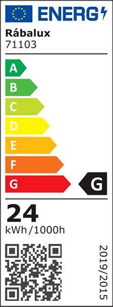 Ceiling Light Rabalux VENDEL, LED, 24 W, 3000 K, 38 cm Energy label