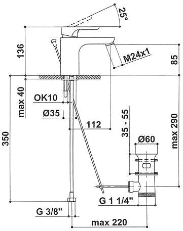 Tap RAF Torino Wash basin mixer with waste opening ...