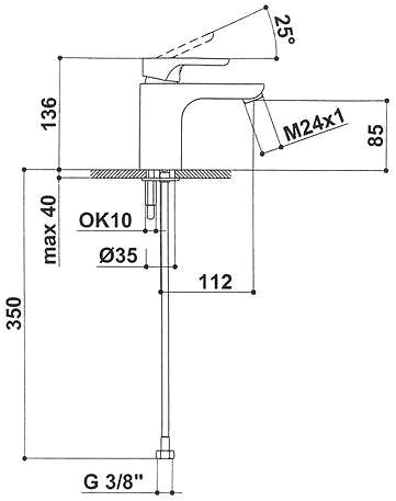 Tap RAF Torino Wash basin mixer without waste opening ...