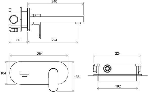 Tap RAVAK CR 019.00 Concealed Washbasin Faucet Technical draft