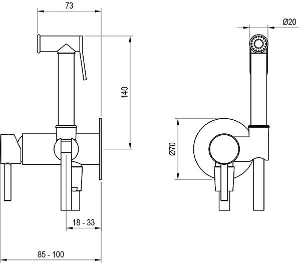 Tap Ravak BM 057.00CR. +S Soaking bidet mixer with body, with set, chrome ...