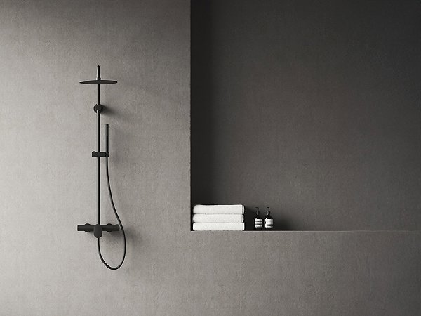 Tap Ravak SG 098.20BLM Non-thermostatic shower column, sliding, with shower set, matt black ...