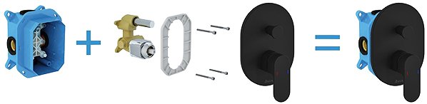 Tap Ravak CR 065.20BL.O2.RB070 Concealed 2-way auto mixer, black ...
