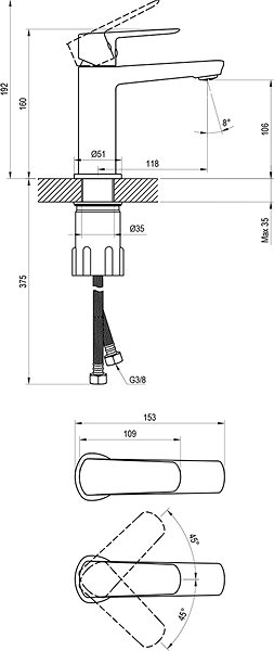 Tap Ravak LF 012.00CR Washbasin faucet 160 mm, without drain, chrome ...