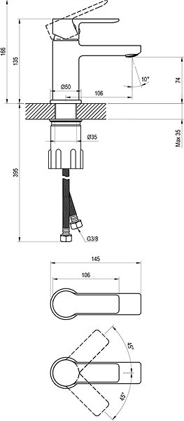 Tap Ravak SL 012.20BL Washbasin faucet 135 mm, without drain, black ...
