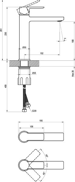 Tap Ravak SL 014.20BL Washbasin faucet 230 mm, without drain, black ...