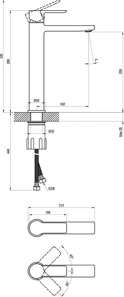 Tap Ravak SL 015.20BL Washbasin faucet 290 mm, without drain, black ...