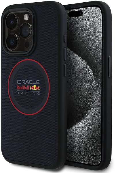 Handyhülle Red Bull PU Leather Red Ring MagSafe Back Cover für iPhone 15 Pro Navy ...