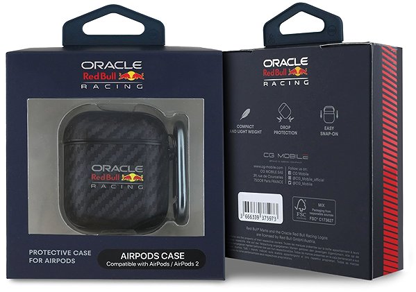 Headphone Case Red Bull PU Carbon Case for AirPods 1/2 Black ...