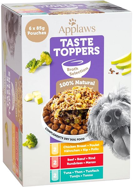 Kapsička pre psov Applaws kapsička Dog Taste Toppers Vývar Multipack 6× 85 g ...