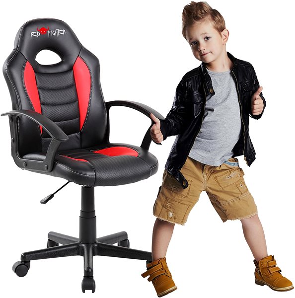 Children's Chair Red Fighter C5, Black and Red Lifestyle