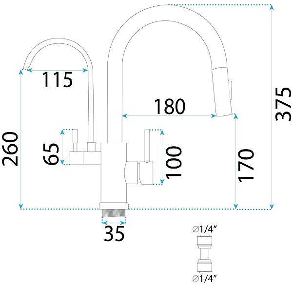 Tap REA ECO FRESH kitchen faucet, black matt (REA-B7564) Technical draft