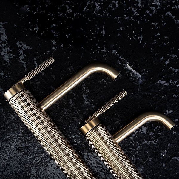 Tap REA ARGON basin mixer, low, brushed gold (REA-B7801) ...