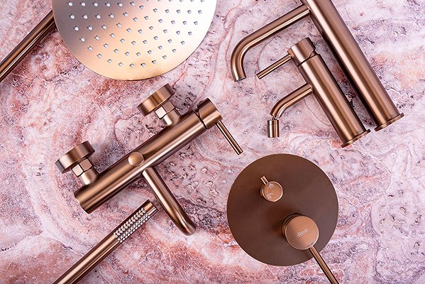 Tap REA LUNGO basin mixer, Brush Copper (REA-B1114) ...