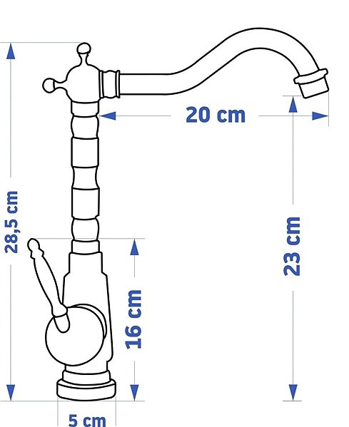 Tap REA Washbasin mixer for panel Bona Old gold (REA-B2150) Technical draft