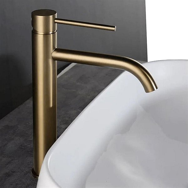 Tap REA High basin mixer Lungo gold brushed (REA-B4526) ...