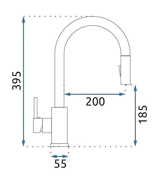 Tap REA Sink mixer Fresh brushed steel (REA-B9146) Technical draft
