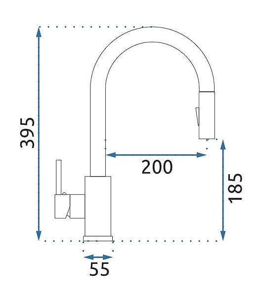 Tap REA Sink mixer Fresh black matt (REA-B9147) Technical draft