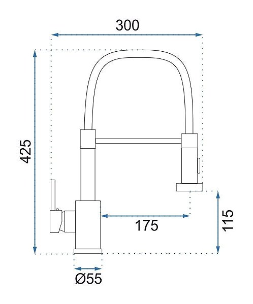 Tap REA Sink mixer Colin brushed gold (REA-B4821) Technical draft
