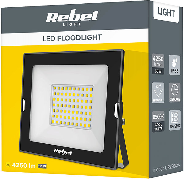 LED Reflector REBEL URZ3624 LED spotlight 50 W, 6500 K, 230 V ...