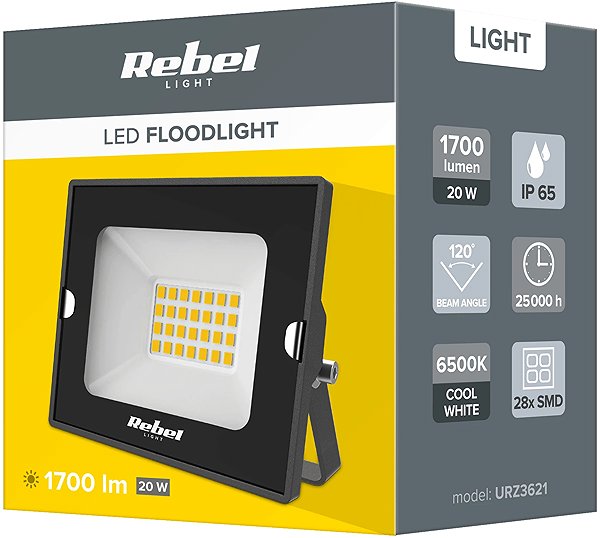 LED Reflector REBEL URZ3621 LED spotlight 20 W, 6500 K, 230 V ...