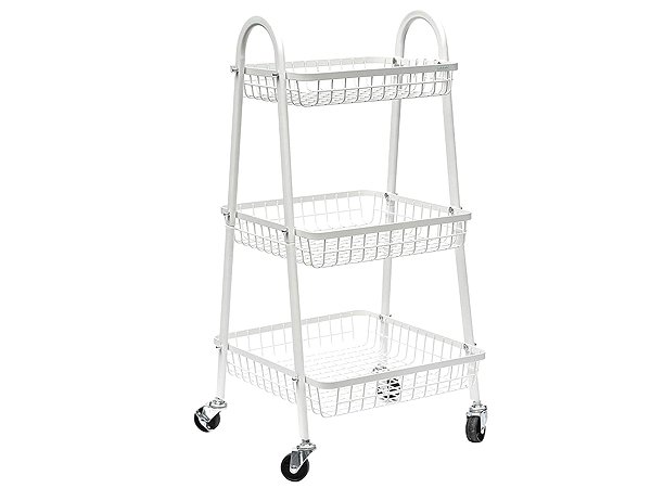 Shelving Unit Verk 27489 Three-tier metal shelf on wheels 78 × 40 × 32 cm, white ...