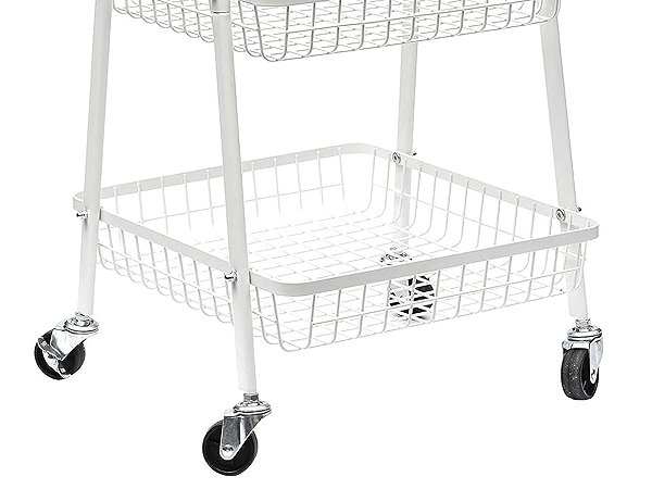 Shelving Unit Verk 27489 Three-tier metal shelf on wheels 78 × 40 × 32 cm, white ...