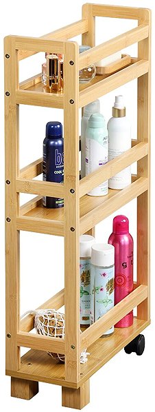 Shelving Unit Kesper Shelf with wheels 15 × 74 × 36 cm, bamboo ...