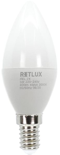 LED izzó RETLUX REL 24 LED C37 2x5W E14 WW Képernyő