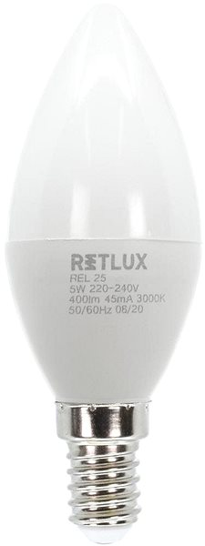 LED izzó RETLUX REL 25 LED C37 4x5W E14 WW Képernyő