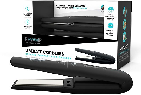 Flat Iron Revamp Progloss Liberate Cordless Ceramic Compact Hair Straightener ...