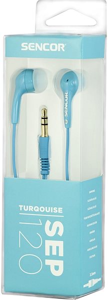 Headphones Sencor SEP 120 Turquoise Packaging/box